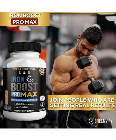 Iron Boost Pro Max Extra Strength Dietary Supplement Organic Maca Root Blend 60 Capsules 30-Day Supply (2) - Buy Online on GoSupps.com