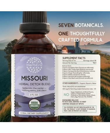 HerbEra Missouri Herbal Detox Blend - USDA Organic Extract Made in USA | Immune & Liver Support Liquid Drops | Dandelion Root Ginger Milk Thistle Sarsaparilla Holy Basil | 2 fl oz - Buy Online on GoSupps.com