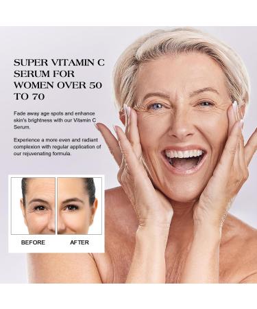 Super Vitamin C Serum for Women 70+ | Hydrating Hyaluronic Acid & Collagen | Firming Face Serum - 1 FL OZ - Buy Online on GoSupps.com