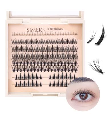 SIMER Individual Lashes 242 Clusters Lashes 4 Types Manga Lashes Natural Look 7-13mm Eyelash Extension Kit for Make Up DIY 4 Types-242 clusters