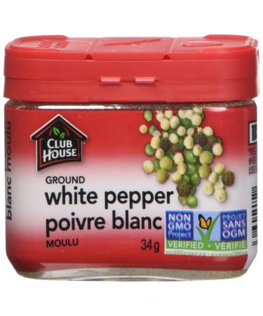 Club House Quality Natural Herbs & Spices Ground White Pepper Plastic Can 34g 34 g (Pack of 1)