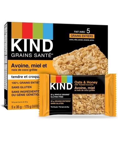 KIND Healthy Grains Bars Oats & Honey with Toasted Coconut Gluten Free 35 Grams 5 Count - Buy Online on GoSupps.com