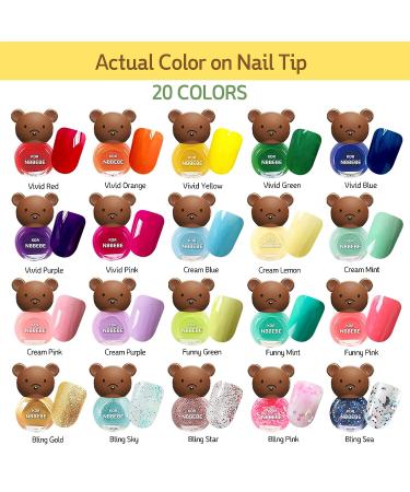 NBBEBE Korean Kids Nail Polish Set B - Non-Toxic & Quick Dry | Safe Water-based Peel-off Polish for Little Girls Age 3+ | 10 Colors Box Set - Buy Online on GoSupps.com