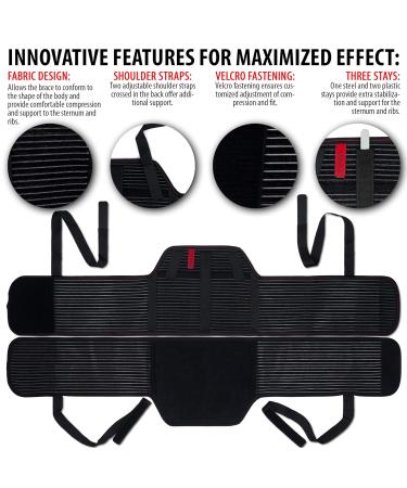ORTONYX Sternum & Thorax Support Chest Brace - Rib Fracture & Open Heart Surgery Recovery - Adjustable Black Medium (33.5-37 - Buy Online on GoSupps.com