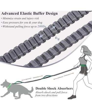 Buy Vivaglory Free-Handed Dog Leash | Padded Handles | Anti-Shock Bungee | Reflective Waist Running Leash for Medium & Large Dogs - Gray/Turquoise - Buy Online on GoSupps.com