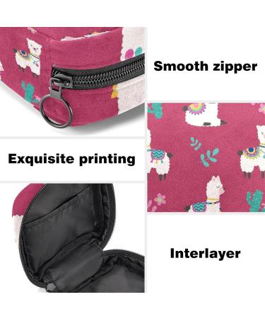 Alpaca Cactus Pattern Sanitary Napkin Storage Bag for Girls - Cute and Portable First Period Holder for Women - Large Capacity Multicoloured Travel Makeup Bag - Buy Online on GoSupps.com