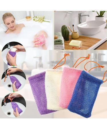 Shappy 8-Piece Soap Saver Pouch Set for Shower, Exfoliating Mesh Bags - Beige Blue Purple Pink - Men Women Girls - Pack of 1 - Buy Online on GoSupps.com