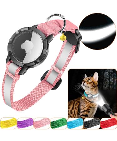 Airtag cat neck band - integrated cat collar Airtag waterproof reflective Airtag collar cat collar with safety clasp elastic for kitten small dog (pink XS) XS (18-23cm) pink - Buy Online on GoSupps.com