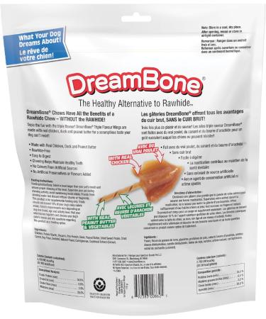 DreamBone Triple Flavour Wings Chicken Peanut Butter & Duck Artificial Free 10ct 6oz 170g 6 Pack - Buy Online on GoSupps.com