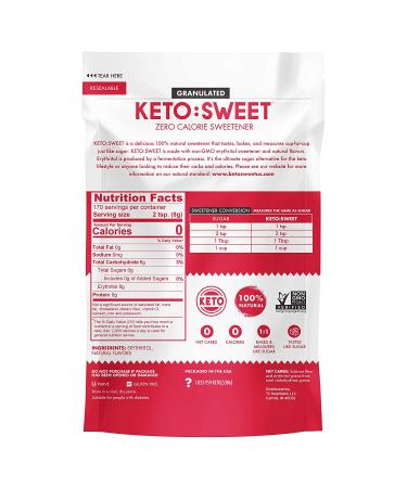 KETO SWEET: 100% Natural Erythritol Sugar Alternative - Unflavored - 48 Oz - Buy Online on GoSupps.com