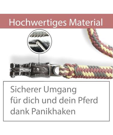 Lead Rope for Horses - 2m Tie Rope with Panic Hook | Stable Accessories in Grey Pastel Red Cream - Buy Online on GoSupps.com