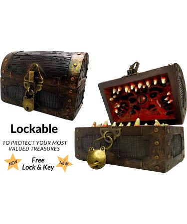 Conjurer Co. Mimic Dice Chest Storage Box - Free Lock & Key - Holds 4 Sets of Polyhedral Dice - for Dungeons & Dragons Players and DMs - Buy Online on GoSupps.com
