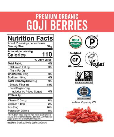 Viva Naturals Organic Dried Goji Berries - Non-GMO, Vegan, 1 lb | Perfect for Baking & Healthy Snacks - Buy Online on GoSupps.com