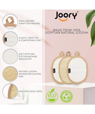 JOORY Natural Exfoliating Loofah Sponge - 3 Pack Egyptian Body Scrubber | Biodegradable Shower Luffa Pad - Buy Online on GoSupps.com