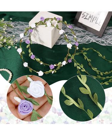 Buy Blessing 2pcs Flower Wreath Hair Crown | Boho Floral Headband for Women & Girls | Wedding Party & Birthday Accessory White & Purple - Buy Online on GoSupps.com