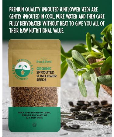 Sun & Seed 250g Sprouted Sunflower Seeds: Natural Vegan Fibre & Protein Source - Raw, Organic - Buy Online on GoSupps.com