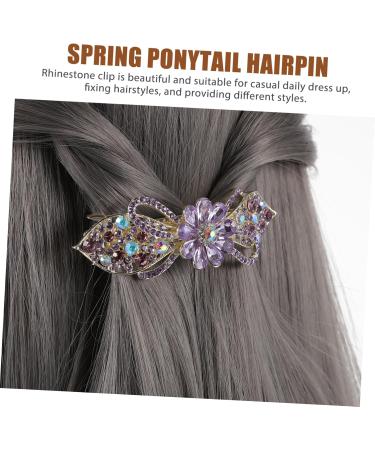 Housoutil Temperament Hair Clip Hair Clips for Thick Hair Barrettes for Women Hair Accessories for Women Barrettes for Thick Hair Mother Style Rhinestones Miss Purple Ponytail - Buy Online on GoSupps.com