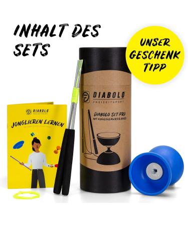 Diabolo Leisure Sports Jonglier-Set Pro | Blue Diabolo with Aluminum Sticks 160cm Replacement Cord & Instructions - Perfect for International Shipping - Buy Online on GoSupps.com