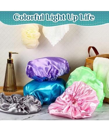 20 Pcs Large Double Layer Waterproof Shower Caps for Women - Reusable Satin and Eva Hair Protection - Buy Online on GoSupps.com