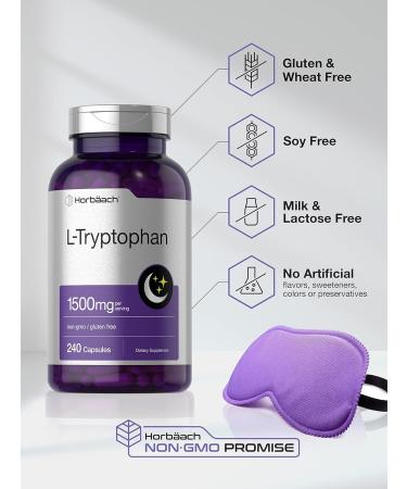 Horb ach L Tryptophan 1500mg Capsules | 240 Count | Nighttime Formula | Non-GMO Gluten Free Supplement - Buy Online on GoSupps.com