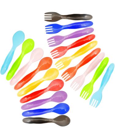 Youngever 18 Pcs Plastic Toddler Utensils Plastic Kids Forks Kids Spoons Kids Cultery Large Size Top Dishwasher Safe Set of 9 in 9 Rainbow Colors
