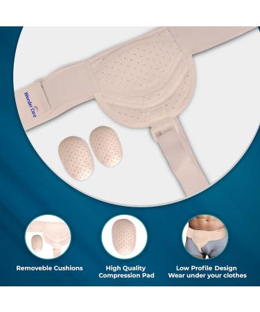 Wonder Care Hernia Belt for Men - Inguinal Support with Removable Compression Pads | Pain Relief Truss Brace - Flexible & Adjustable Groin Straps (Beige S/M 34-44 inch - Buy Online on GoSupps.com