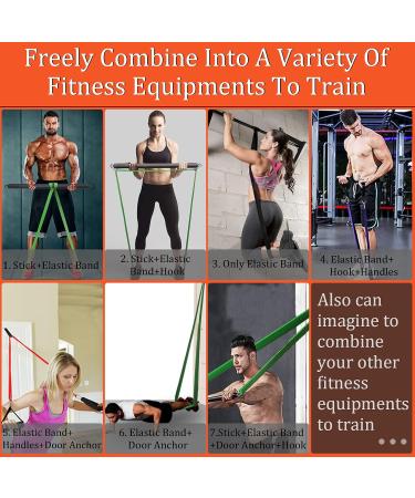 Portable Heavy-Duty Home Gym Resistance Band Bar Set | 4 Stackable Bands | Full Body Exercise Kit | 500LBS Capacity 90cm Bar & Workout Guide - Buy Online on GoSupps.com