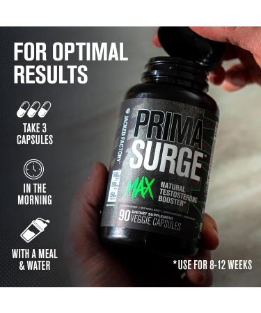 Jacked Factory Primasurge Max Testosterone Booster for Men - Natural Testosterone Supplement with Tongkat Ali Fadogia Agrestis & Sensoril Ashwagandha - Test Booster for Muscle Mass - 90 Count - Buy Online on GoSupps.com