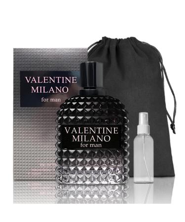 Valentine Milano Men Cologne Long Lasting Perfume for Men 3.4 Fl Oz Men's Eau de Toilette with Travel Spray Bottle Men's Fragrance with Gift Bag Valentine Milano 3.4 Fl Oz (Pack of 2)