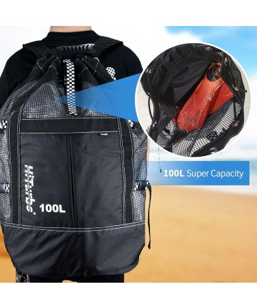 Hiturbo 22 Gallon Scuba Diving and Snorkeling Gear Backpack - Large Capacity Black Mesh Bag for Diving Equipment - Buy Online on GoSupps.com
