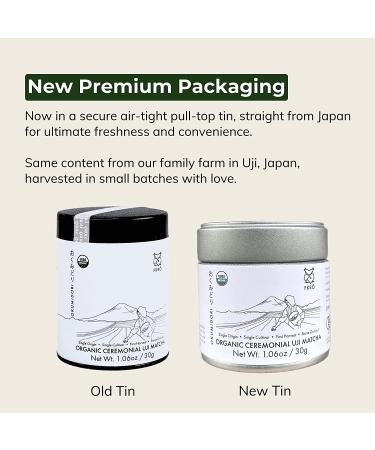 FKRO Organic Ceremonial Grade Matcha Green Tea Powder from Uji Japan | First Harvest Japanese Matcha (30g/1.06oz) Tin - Premium Single Origin - Buy Online on GoSupps.com