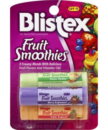 Blistex Lip Protectant/Sunscreen SPF 15 Fruit Smoothies 3 Sticks .10 oz (2.83 g) Each