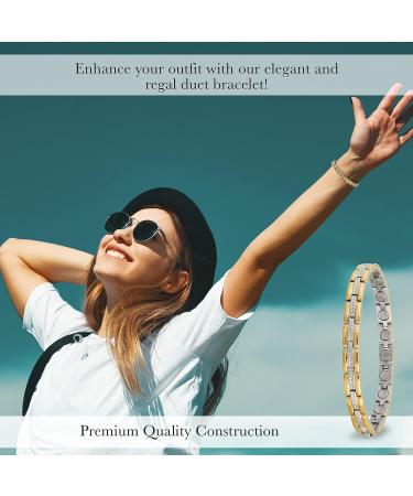 Sabona Lady Executive Regal Duet Bracelet - Small Gold (6.5) | Magnetic Therapy Bracelet - Buy Online on GoSupps.com