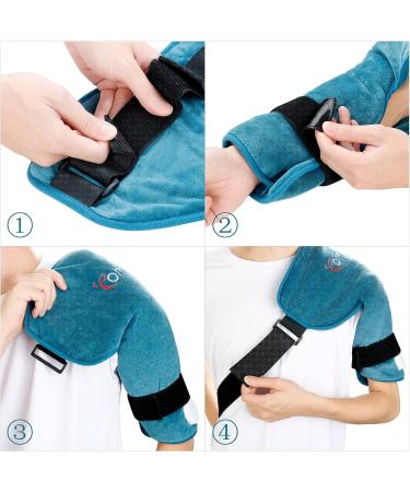 Comfytemp Shoulder Heating Pad for Rotator Cuff Pain Relief - 3 Heat Settings, Auto-Off Feature - Heated Shoulder Brace for Frozen Shoulder - Blue/Green - Buy Online on GoSupps.com