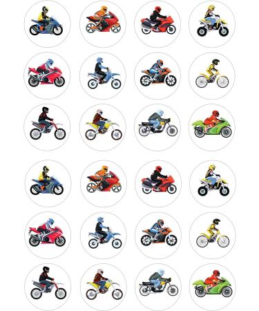 Motorbike 24 edible PRE CUT style kids childrens party decorations Wafer Paper Cupcake Fairy Cake Toppers - Buy Online on GoSupps.com