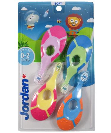 Jordan  | Step 1 Baby Toothbrush | 0-2 Years, Soft Bristles, BPA Free | 4 Pack