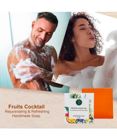 Fruits Cocktail Handmade Natural Bar Soap - Moisturizing Body & Face Soap Set for Men & Women | 7.9 Oz (3 Bars - Buy Online on GoSupps.com