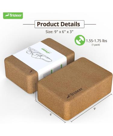 Trideer Cork Yoga Blocks 2 Pack - High Density Eco-Friendly Bricks for Yoga & Fitness - Buy Online on GoSupps.com
