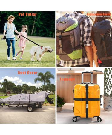 4 Pack Black Side Release Buckle & 8 PCS Tri-glide Slide Clip Set for 1 inch Webbing - Heavy Duty Plastic Replacement Buckles for Backpack Straps, Boat Covers, Dog Collars - Dual Adjustable Buttons - No Sewing Required - Buy Online on GoSupps.com