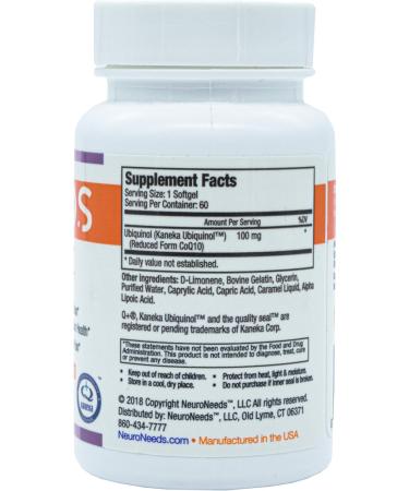 Buy QNeeds Ubiquinol 100 mg COQ10 Clinically Proven Enhanced Absorption Antioxidant Support for Heart Health 60 Softgels Ships Internationally - Buy Online on GoSupps.com