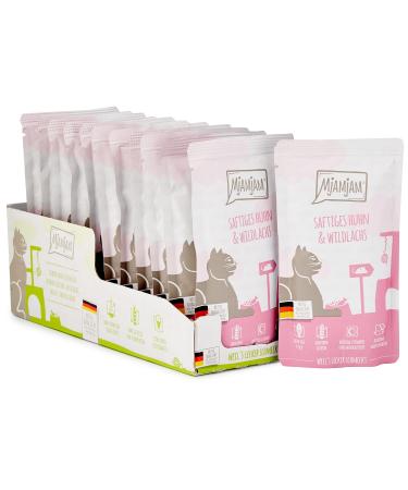 Mjamjam - Premium wet food for cats - juicy chicken and wild salmon 12 -pack (12 x 125 g) grain free with extra meat chicken + wild salmon 125 g (12 pack)