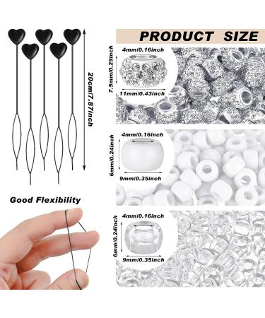 1355pc Diamond Beads for Hair Braids | 100 Large Hole Rhinestone Beads | 800 Clear Pony Beads | 450 Black Elastic Bands | Quick Beader Set for Women/Girls - Buy Online on GoSupps.com