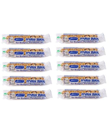 10 PACK JOHNSONS SUPER FRUITY STICK HONEY ENRICHED SMALL BIRD BUDGIE TREAT STICKS 45G