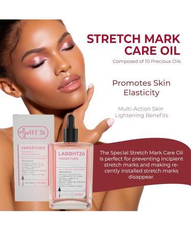HT26 Vergeturis Stretch Mark Oil - Nourishing Blend for Melanin Rich Skin | 10 Oils for Prevention & Repair - Pregnancy Belly Oil - 100ml - Buy Online on GoSupps.com