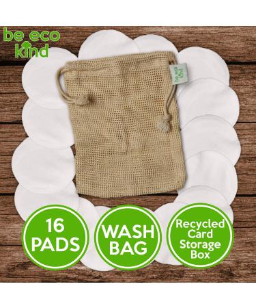 Reusable Make-Up Remover Pads - 16 Organic Cotton Towels | Eco-Friendly Vegan Washable Bamboo Fiber - Ideal for All Skin Types with Washing Bags - Buy Online on GoSupps.com