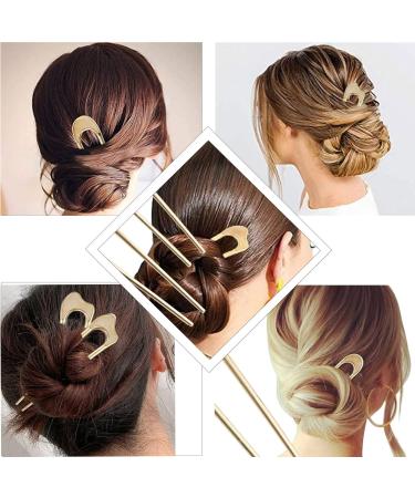 French Hair Pin U Shaped Metal (Pack of 4) - Ideal for Thick Hair - Elegant Hair Fork for Buns - Women's Hairstyle Accessories - Buy Online on GoSupps.com