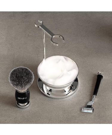 Favali 4-in-1 Shaving Brush Set - Stainless Steel Chrome Razor Brush & Bowl - Perfect Wet Shaving for Men - International Shipping Available - Buy Online on GoSupps.com