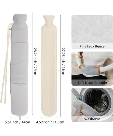 2L Long Hot Water Bottle with Hand Pocket Warmer and Zipper Cover - 72cm Extra Long Rubber Bag for Pain Relief - Buy Online on GoSupps.com