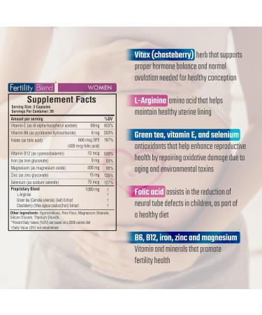 Daily Wellness Fertility Blend for Women - 2 Pack 90 Count - Fertility and Conception Support Vitamins for Women - Prenatal and Progesterone Supplements - Cycle Support and Conception Pills - Buy Online on GoSupps.com