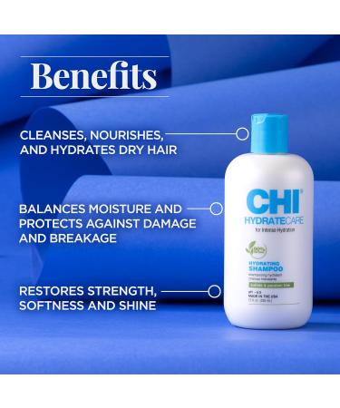 CHI HydrateCare Hydrating Shampoo - Balance Moisture Protect Against Damage Sulfate & Paraben-Free 12 Oz | Cruelty-Free International Shipping - Buy Online on GoSupps.com